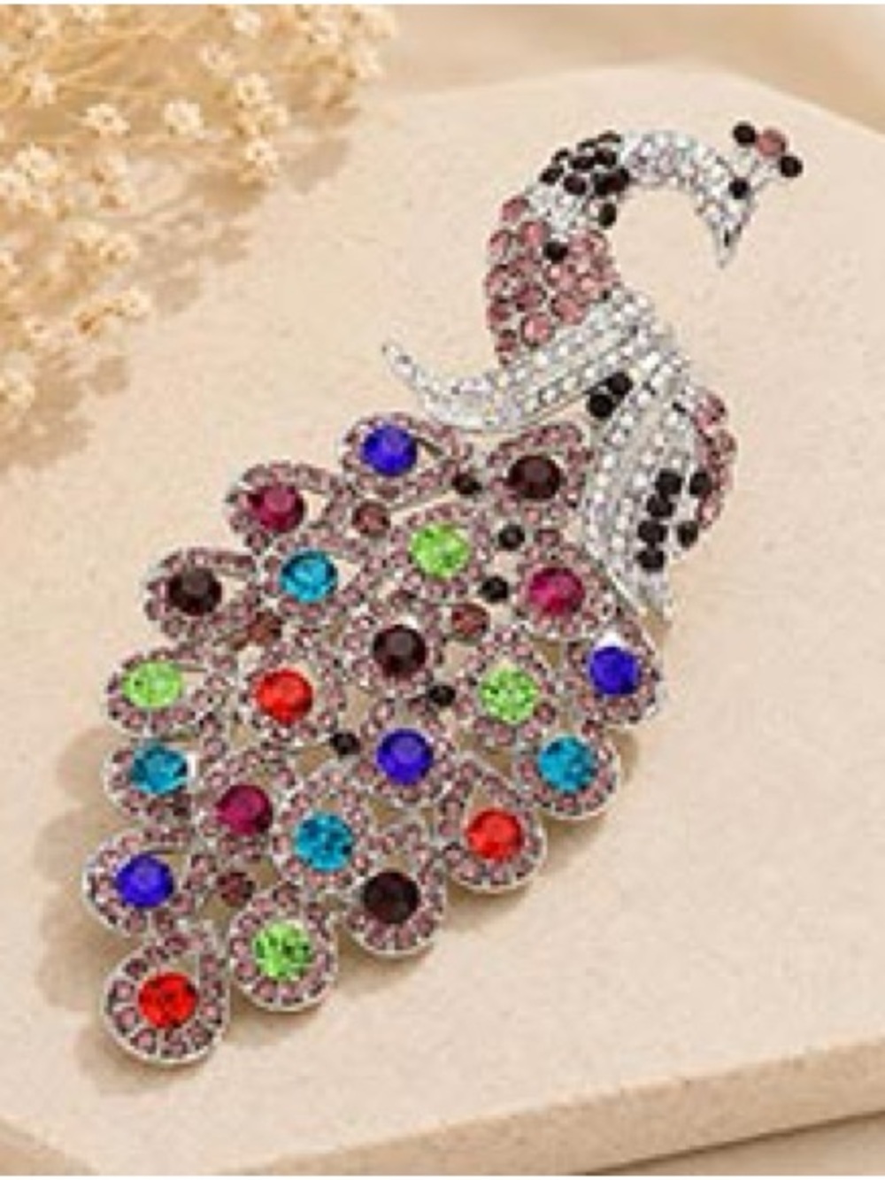 Multicolor Crystal Peacock Brooch Pin for Women